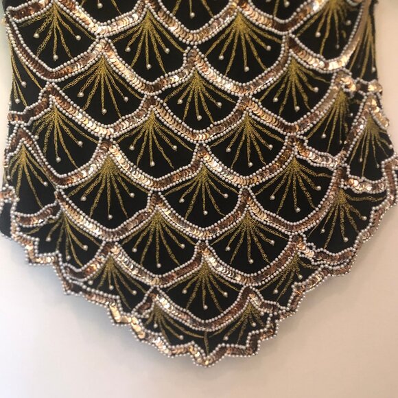 VINTAGE Laurence Kazar silk/beaded formal top sz S - Picture 9 of 13
